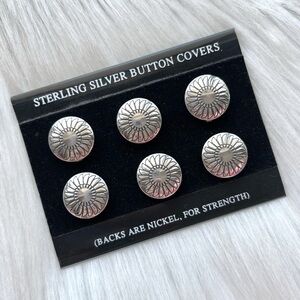 Vintage Sterling Silver Concho Button Covers Set of 6 Southwestern Western Boho